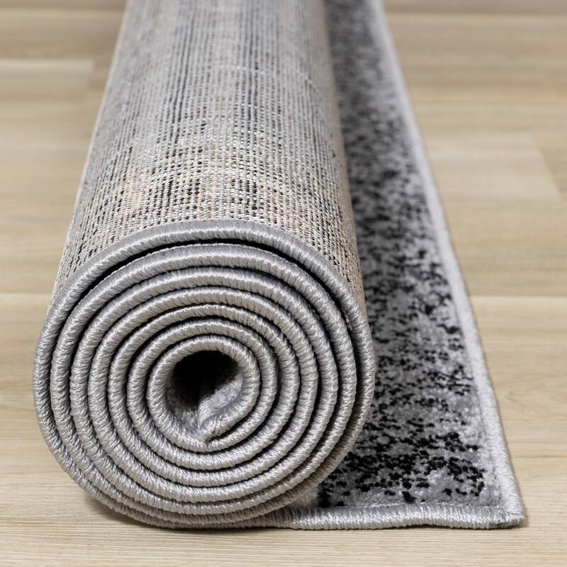 Covington Collection - Grey/Cream/Black Banded Rug
