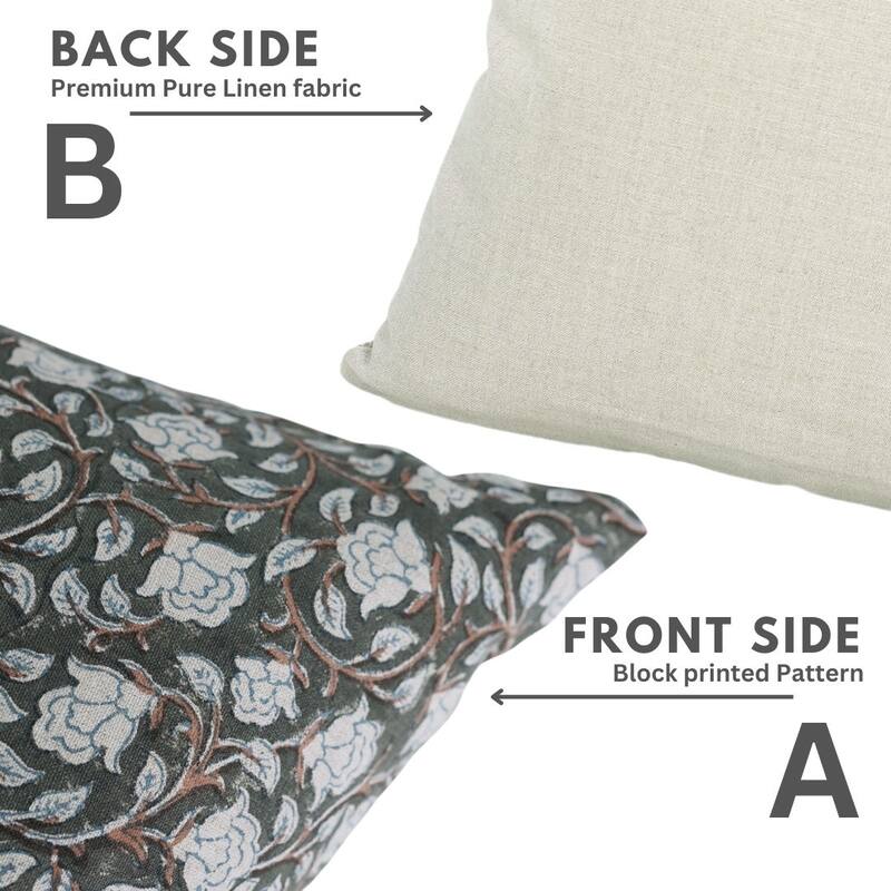 Fabdivine Black Soft Bohemian Handmade Block Print Office Accent Pillow Cover