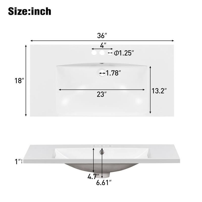 36'' Bathroom Vanity with Sink Set, Solid Wood Frame Bathroom Storage Cabinet, Freestanding Vanity Set