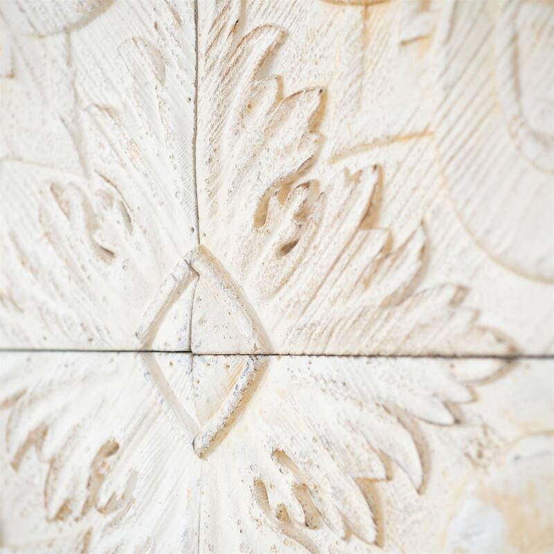 Modern S/4 Distressed Wooden Square Wall Panels - White