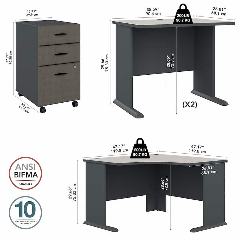 Series A 84W Corner Desk with Drawers by Bush Business Furniture