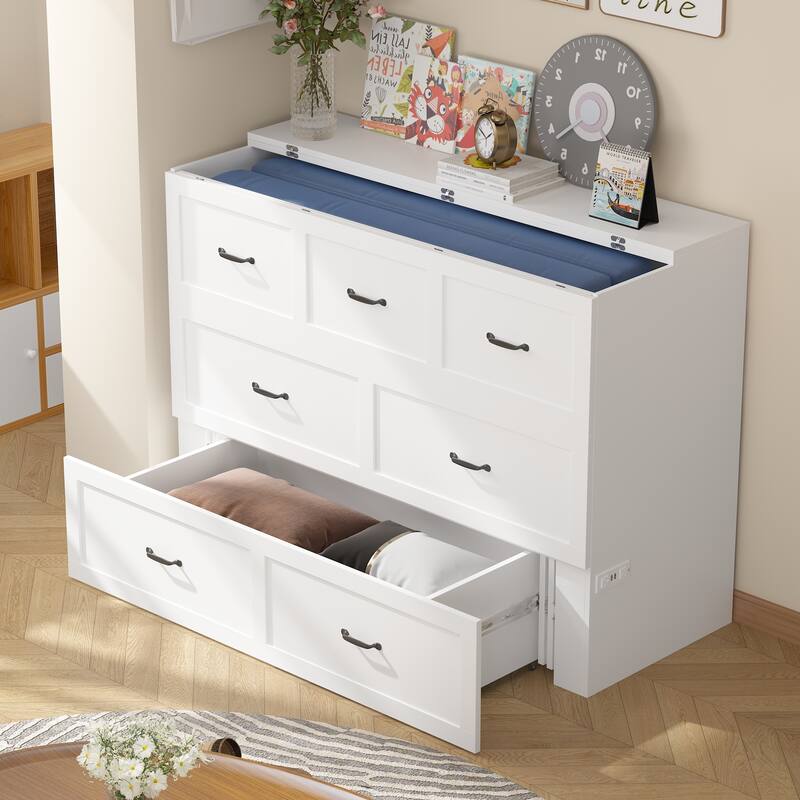 Dresser Full Murphy Bed White For Party Room Home Office Space Saving