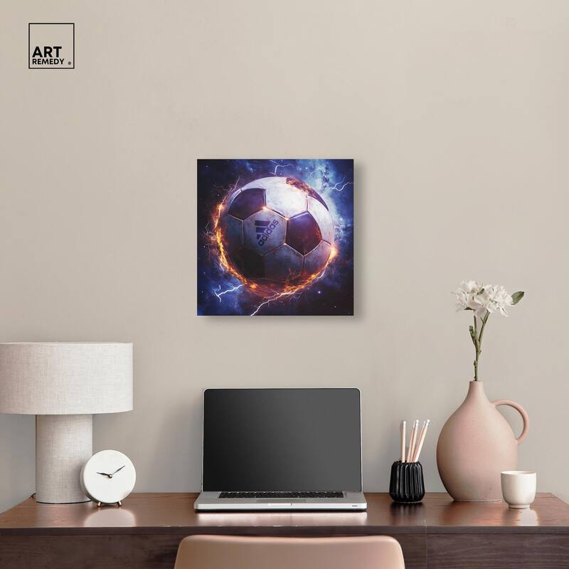 Electrify Soccer Ball Canvas by Art Remedy, Gallery Wrapped