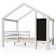 preview thumbnail 9 of 12, White Multiple Storage Functions Full House Bed with Protective Rails Three Sides, Blackboard and Drawers, Two assembly options