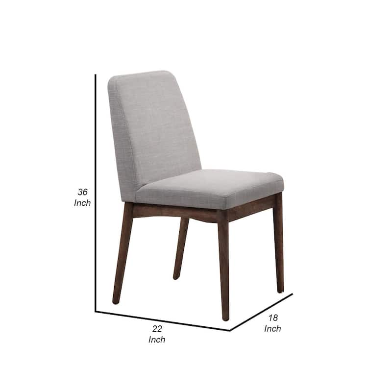 Brown/Gray Fabric Upholstered Wood Frame Dining Chair, Set of 2, Sturdy Dining Chair for Dining Rooms - 15.5