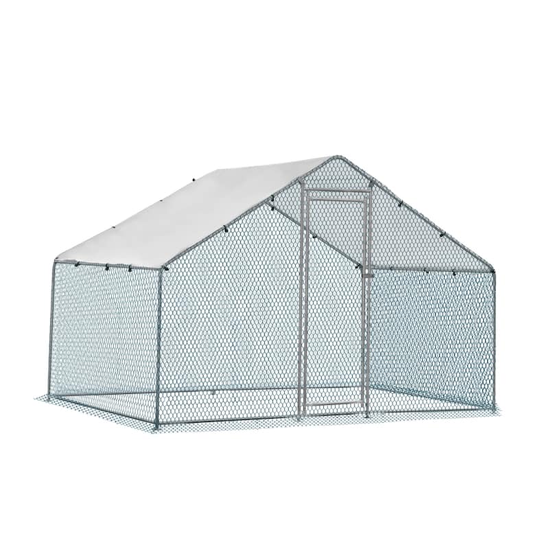 Large 6.5 x 10 ft Metal Chicken Coop, Waterproof Cage for Backyard
