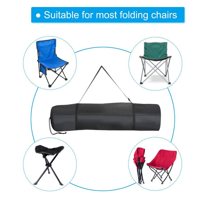 2Pcs 51" Camp Chair Replacement Bag Folding Camping Chair Carry Bag with Strap - Black - 51 Inch