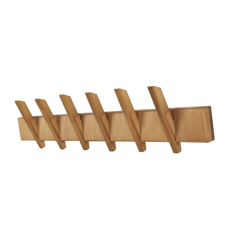 Wood Minimalistic 6 Hanger Home Wall Hook - Brown - Roche River Decor