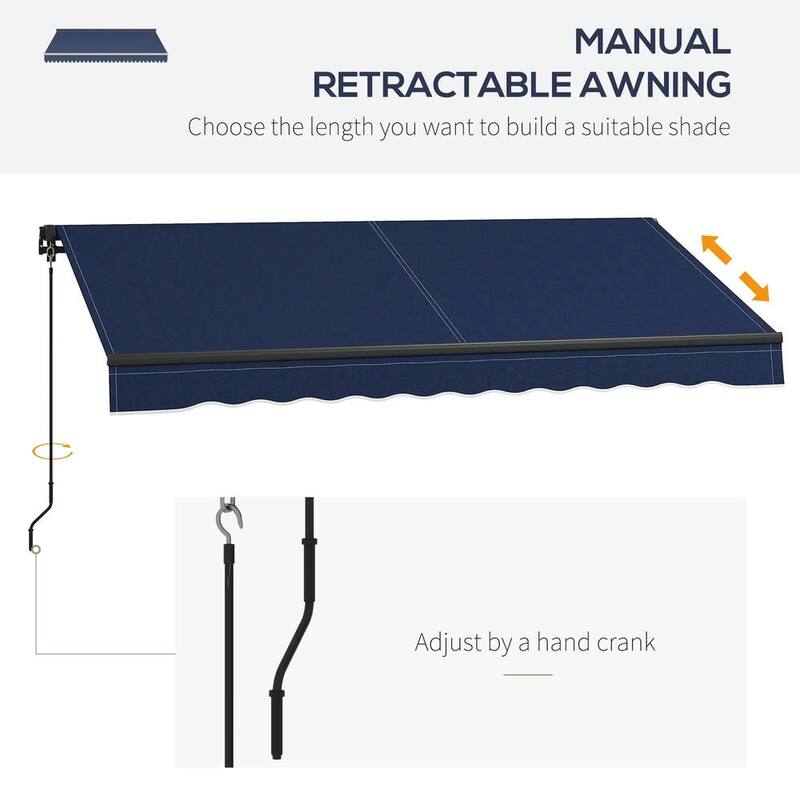 10'x8' Retractable Awning,280gsm UV Resistant Sunshade Shelter