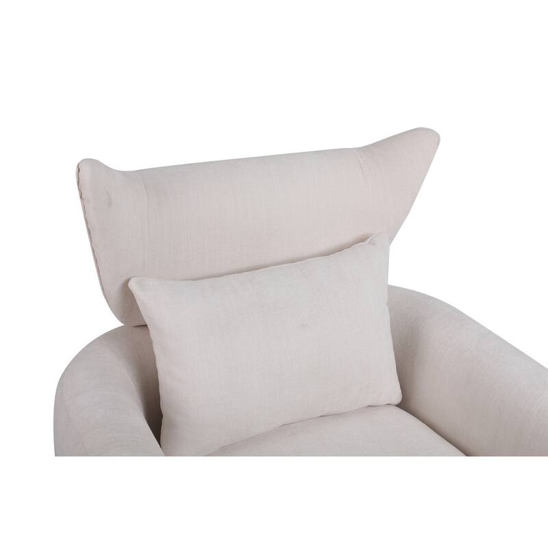 Swivel Accent Chair with Pillow Wide Upholstered & Gold Base, Modern Barrel Chair, 360-degree Swivel Sofa Chair for Living Room