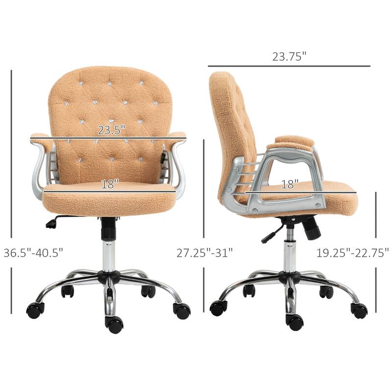 Home Office Chair, Button Tufted Desk Chair with Padded Armrests, Adjustable Height and Swivel Wheels