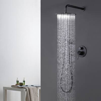 Wall Mounted Dual Shower Heads in Matte Black (Valve Included)