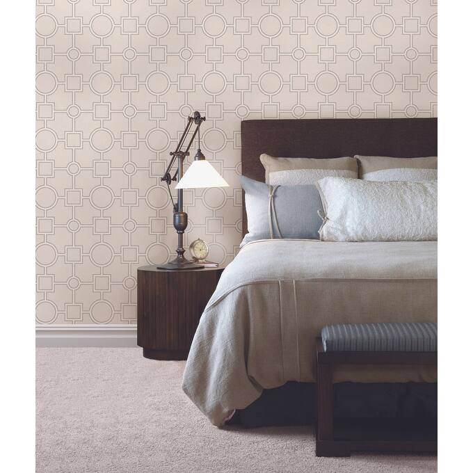 Brewster Matrix Light Grey Geometric Wallpaper - 20.5in x 396in x 0.025in