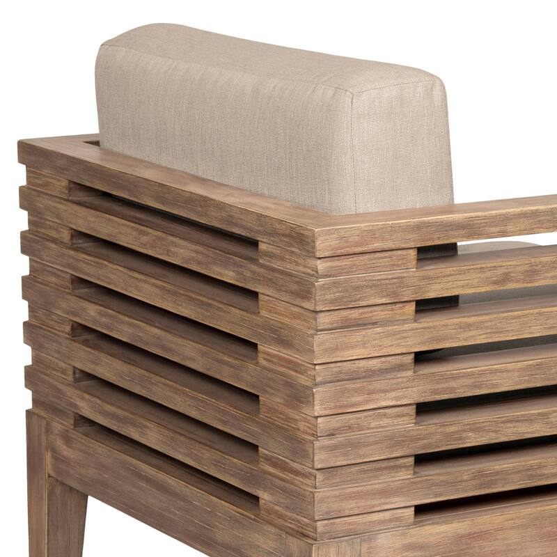 Vivid Outdoor Patio 7 Piece Dining Set in Eucalyptus Wood with Olefin Cushions