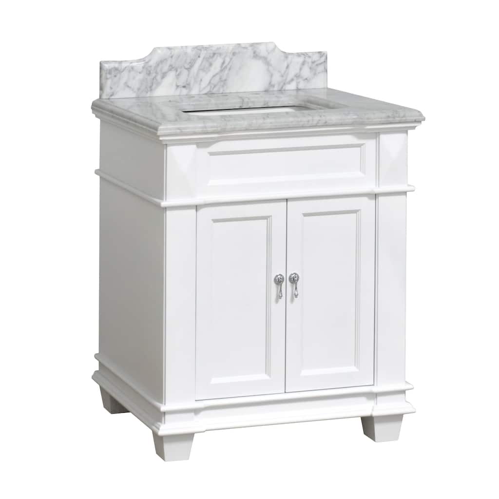 KitchenBathCollection Elizabeth 30" Bathroom Vanity with Carrara Marble Top