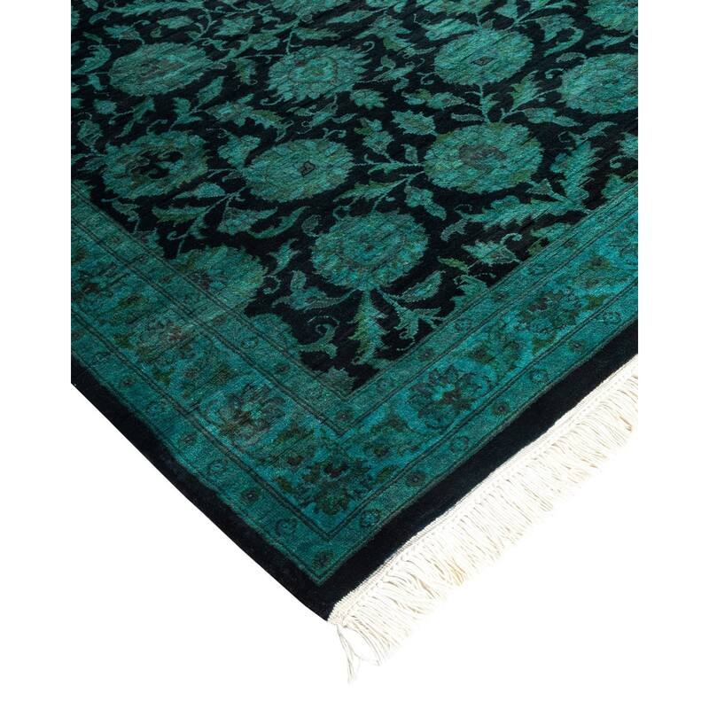 Overton Hand Knotted Wool Vintage Inspired Modern Contemporary Overdyed Black Runner Rug - 2' 7" x 19' 0"