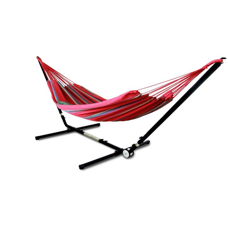 Hammaka Adjust To Fit Stand with Brazilian Two Person Hammock Combo - Red