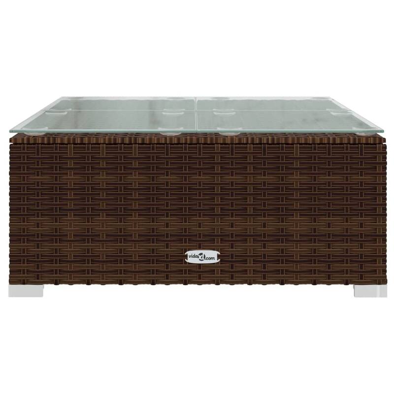 vidaXL Patio Lounge Set with Cushions Brown Poly Rattan - 27.6" x 27.6" x 24" - 27.6" x 27.6" x 24"