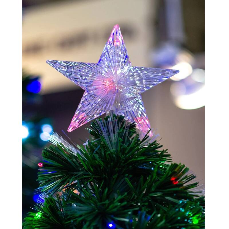 72" Red Green Artificial Tree Star Tree Topper Multicolor LED - 6 Foot