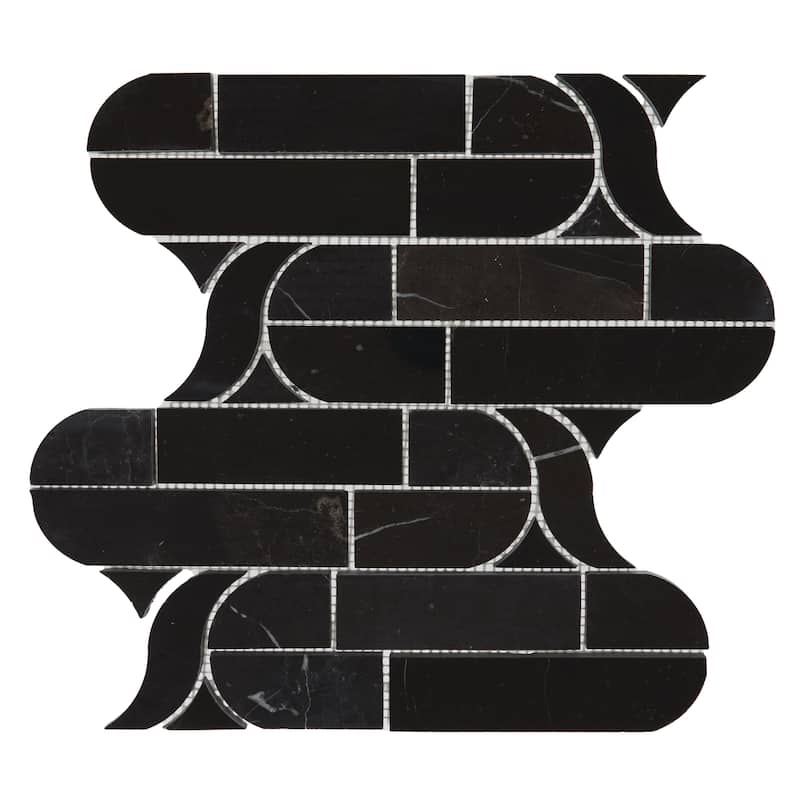 Daltile Pietra Divina Marble Natural Stone Cupola Mosaic in Polished & Honed (10 PC Per Carton) (9.60 SQFT Per Carton) - Black