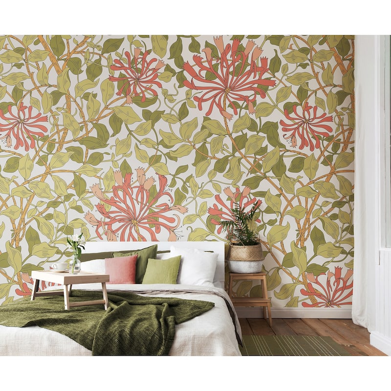 Brewster Origin Murals Honeysuckle Pink Wall Mural - N/A