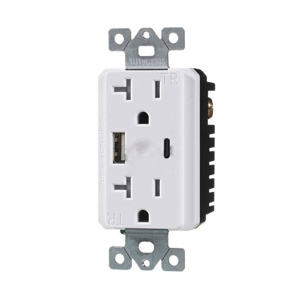 20 AMP Rectangle White Electrical Receptacle Plastic-Aluminum American ...