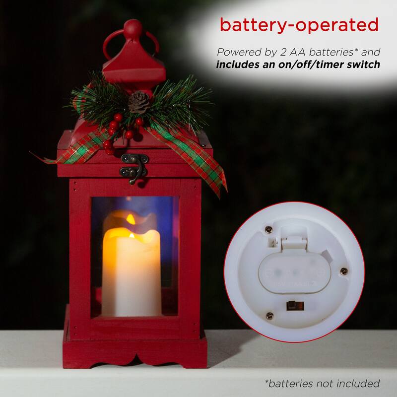 Alpine Corporation Metal and Glass Lantern with Warm LED Light Faux Candle