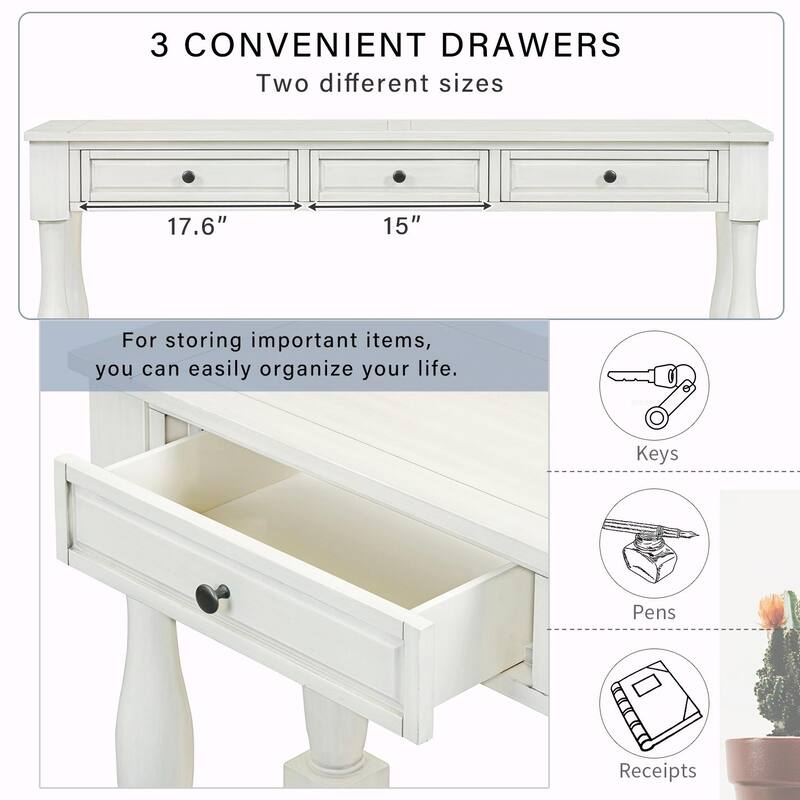 63" Console Table with Drawers and Shelf