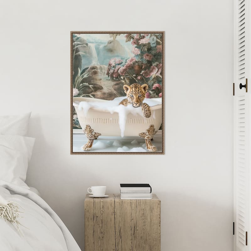 Leopard Spa Retreat by Niky Rahner Framed Canvas Wall Art