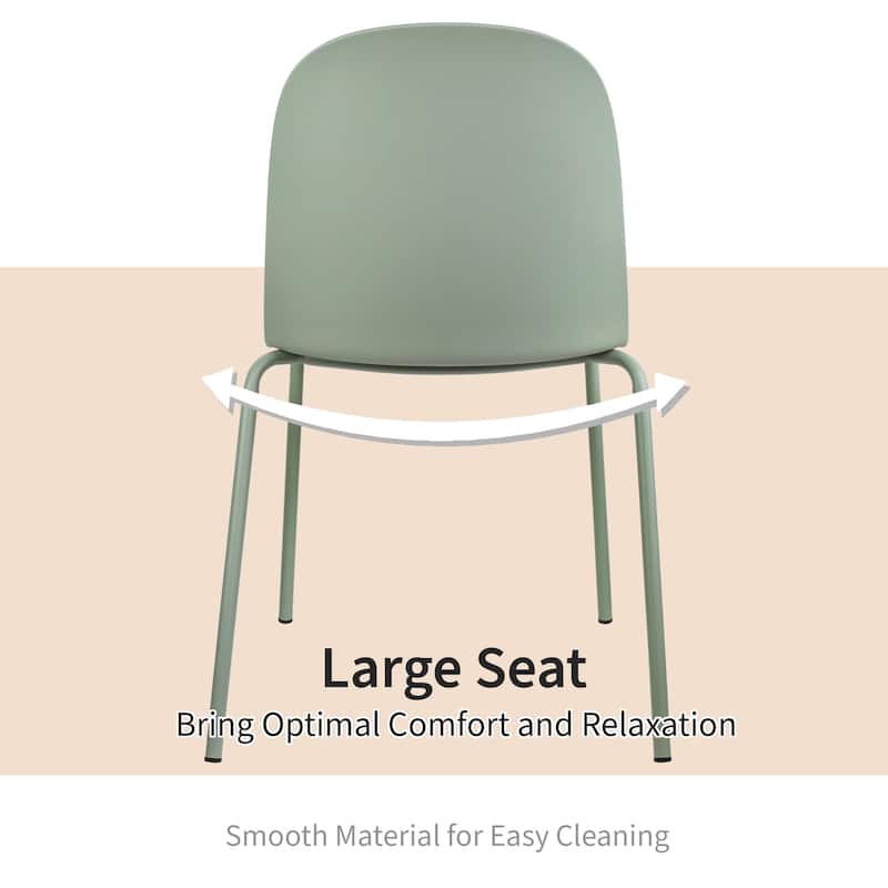 Set of 4 Plastic Dining Chairs Padded Seat Cushion For Kitchen Outdoor Patio Office Waiting Room Breakroom Guest