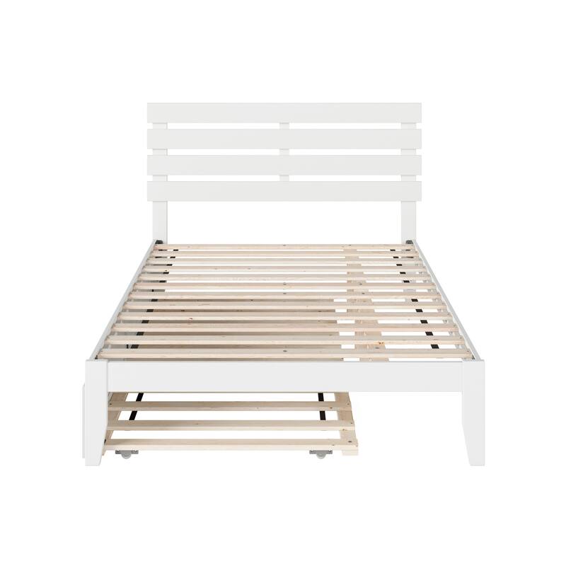Oxford Full Platform Bed with Twin Trundle in White