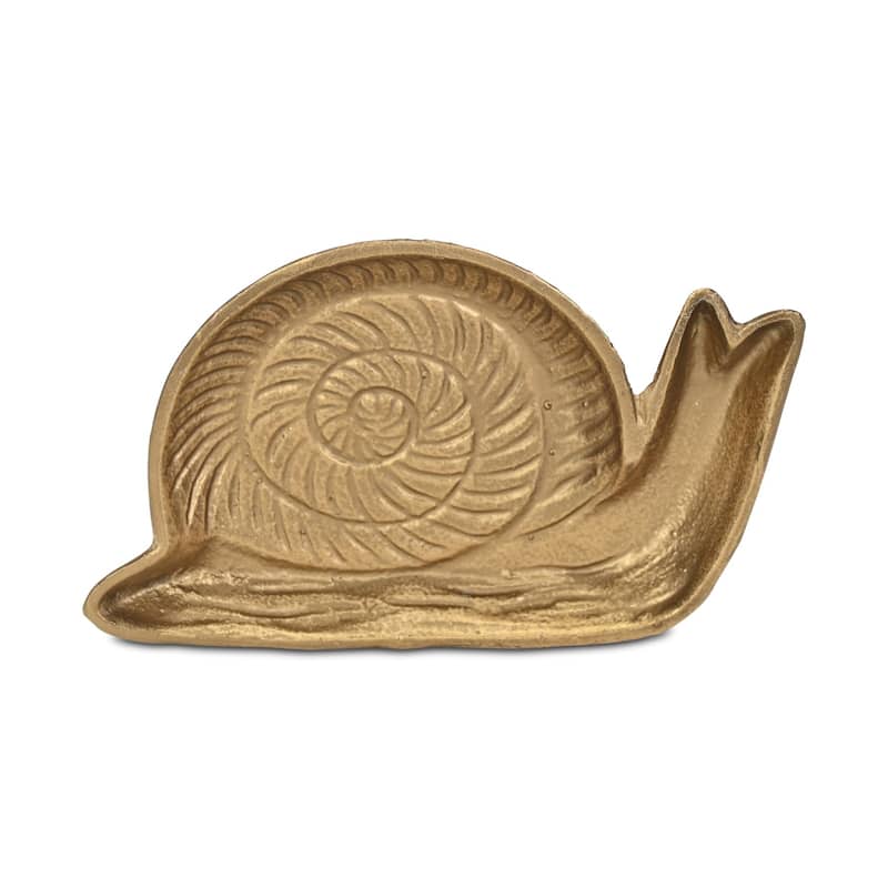 HomeRoots 7" Antiqued Gold Cast Iron Snail Trinket Tray - 7.25 in. x 0.75 in. x 4.50 in.