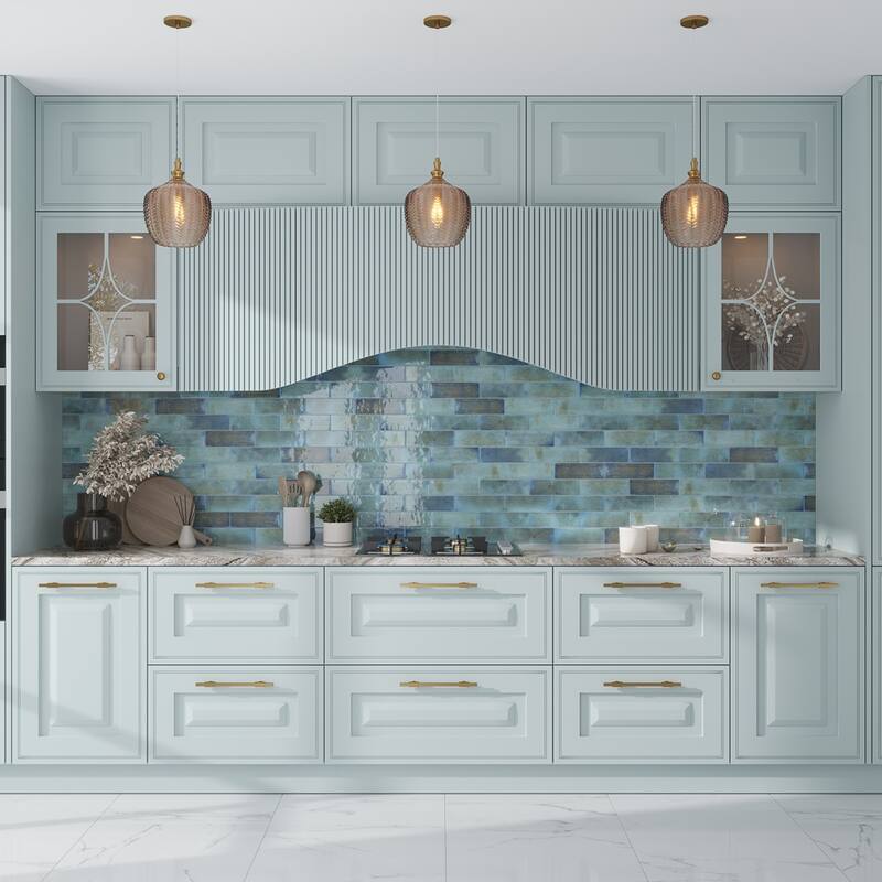 Apollo tile 2.5" x 8" Antiek Glossy Blue Ceramic Tile (5.38 sq ft/case) - 38 Pack