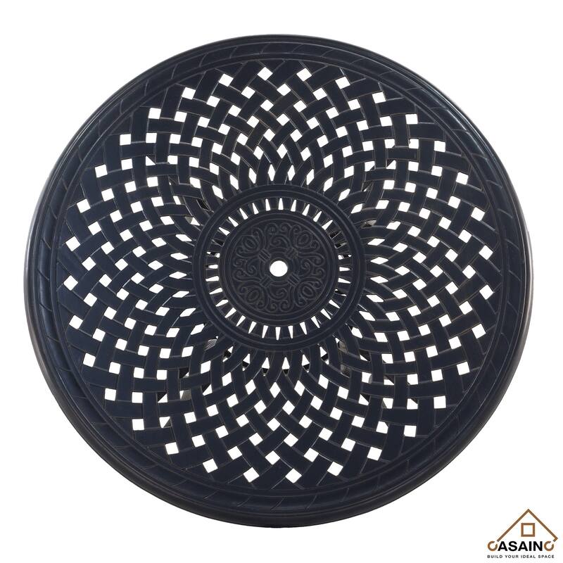 51 inch W Round Bronze Cast Aluminum Outdoor Dining Table