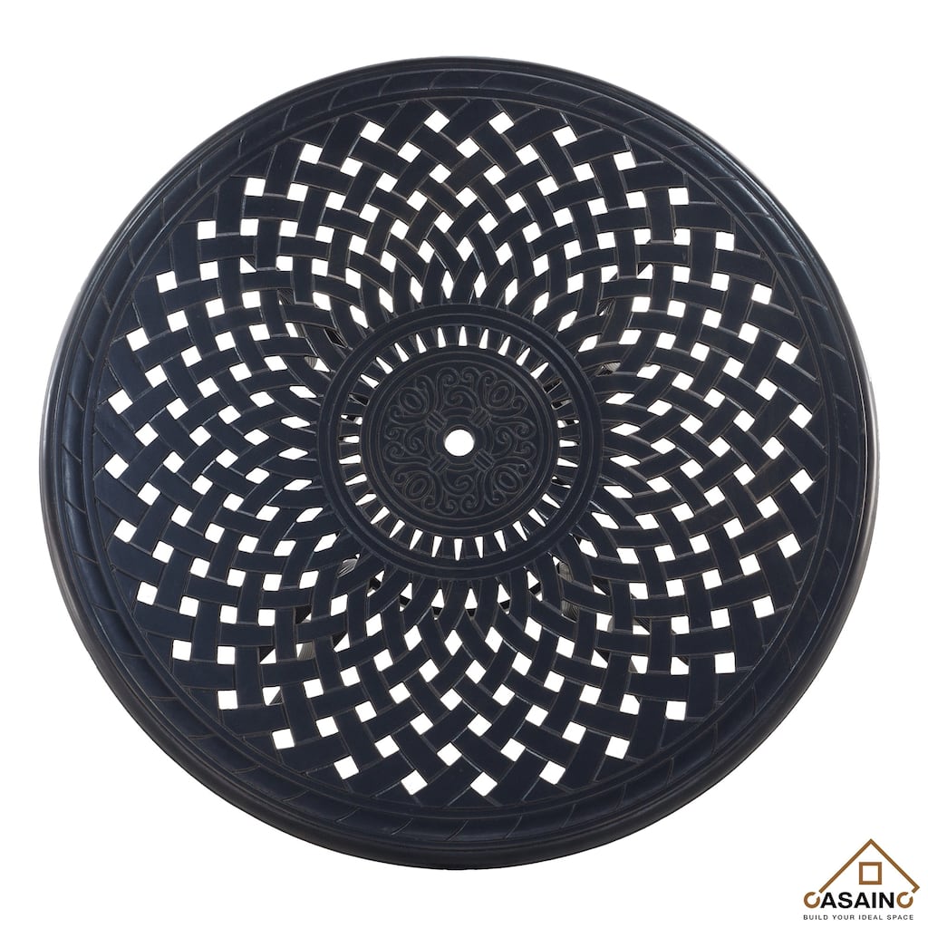 51 inch W Round Bronze Cast Aluminum Outdoor Dining Table