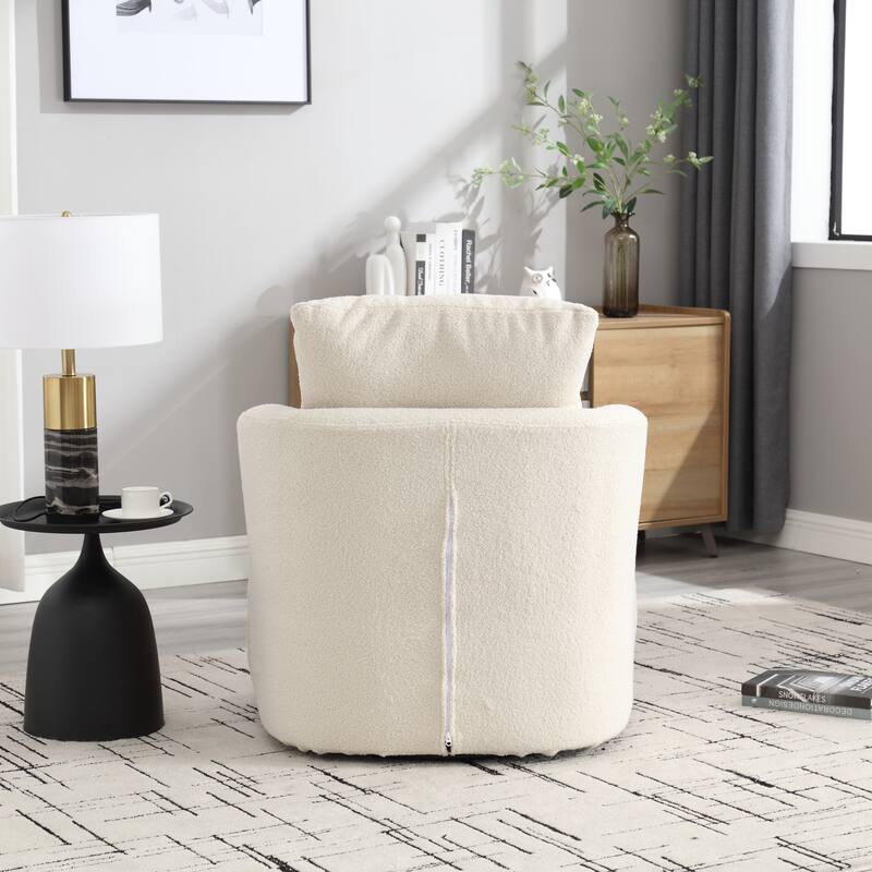 32.68" Swivel Barrel Chair with Metal Base