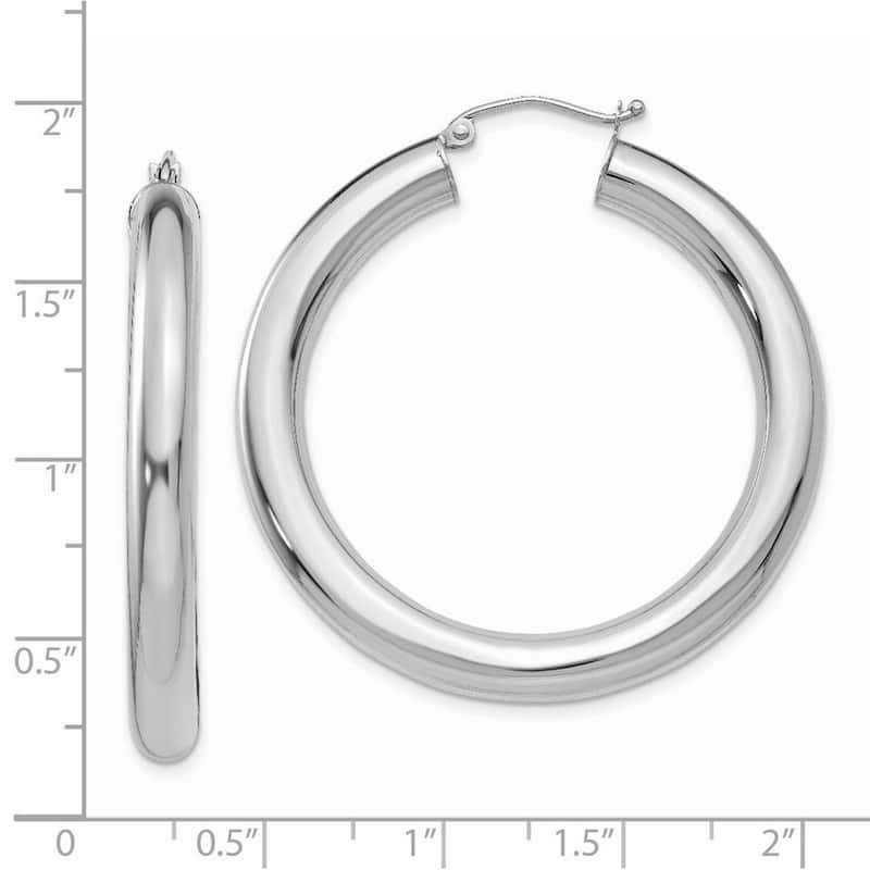 Curata 14k White Gold Polished 5mm Lightweight Classic Hoop Earrings - 30mm-45mm