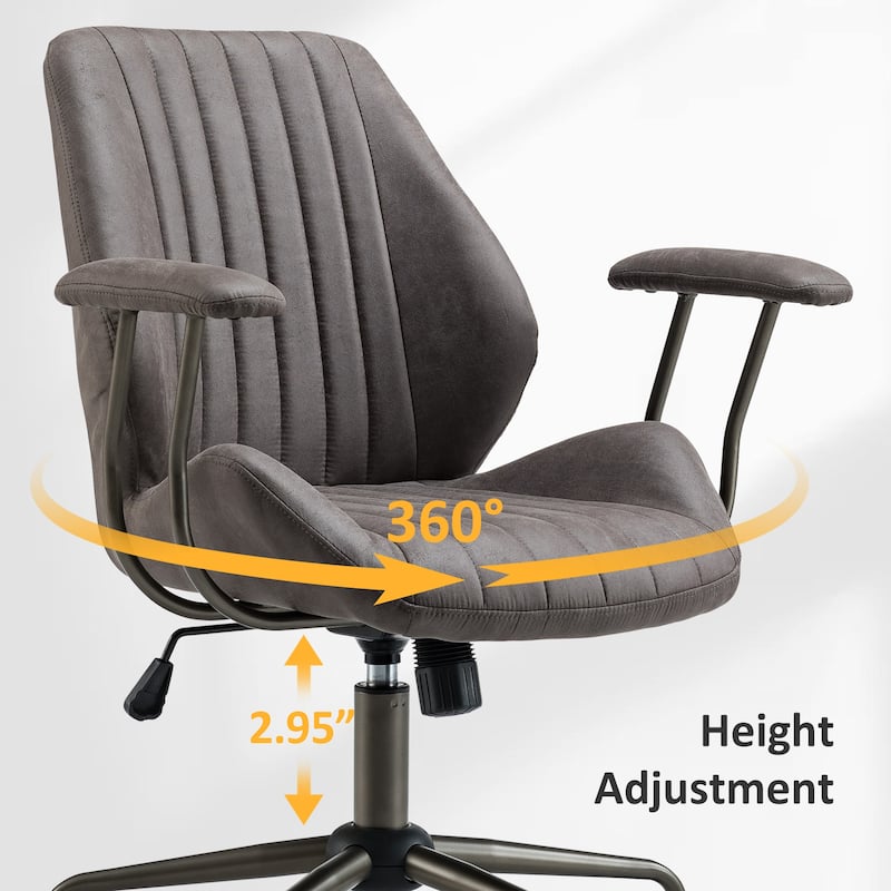 OVIOS Suede Fabric Ergonomic Office Chair Desk Chair Lumbar Support