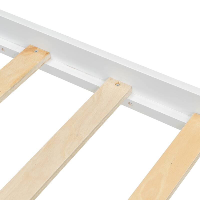 Twin Size House-Shaped Wooden Bed with Drawers, White