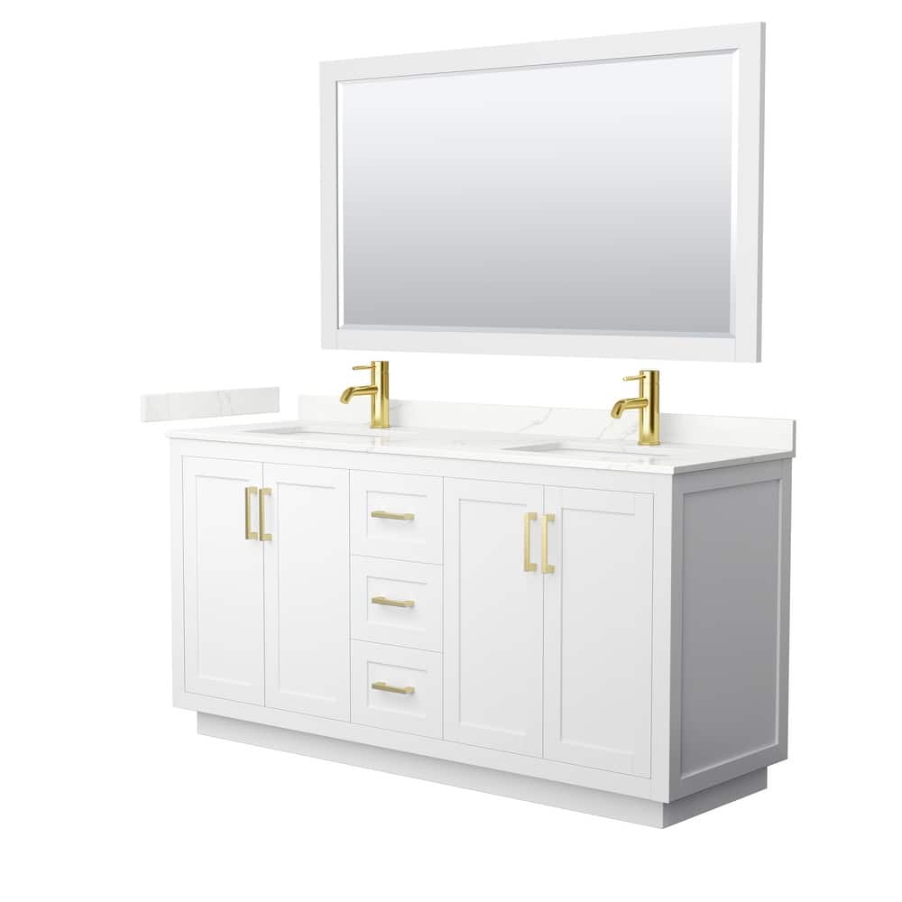 Miranda 66-inch Double Vanity, Quartz Top, 58-inch Mirror