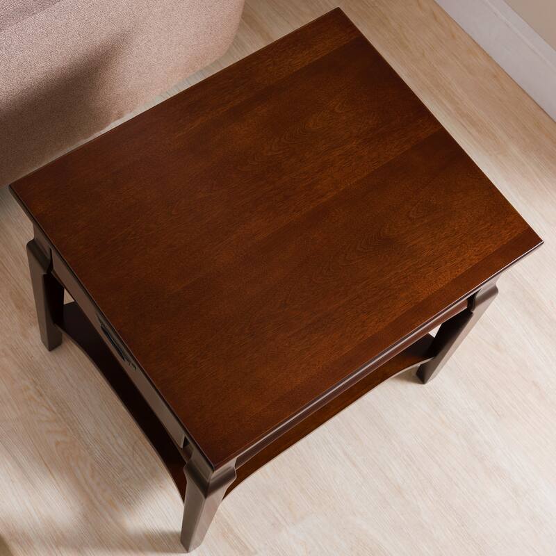 Stratus Solid Wood End Table with Shelf and Drawer