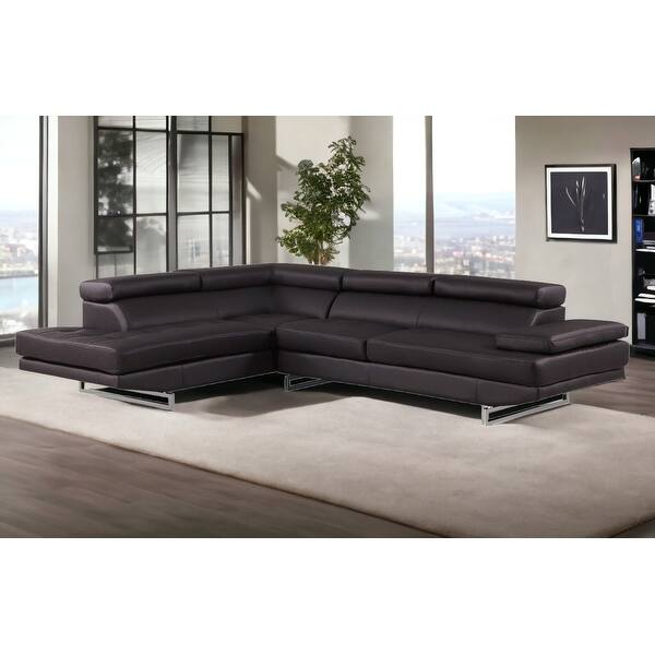 Black Leather L Shaped Two Piece Corner Sectional Black Leather L Shaped Two Piece Corner Sectional
