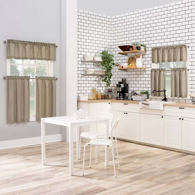 No. 918 Martine Microfiber Semi-Sheer Rod Pocket Kitchen Curtain Valance and Tiers Set