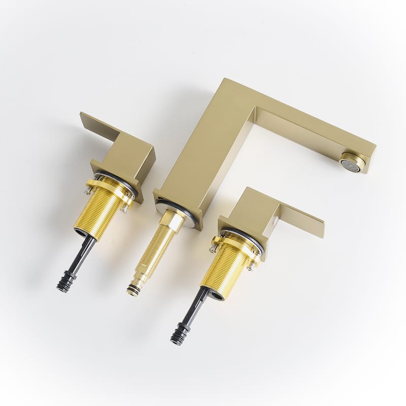 Bathroom Stainless Steel Faucets For Sink 3 Hole Matte 8 Inch Sink Faucet Double Lever Handle Faucet Faucet With Hose