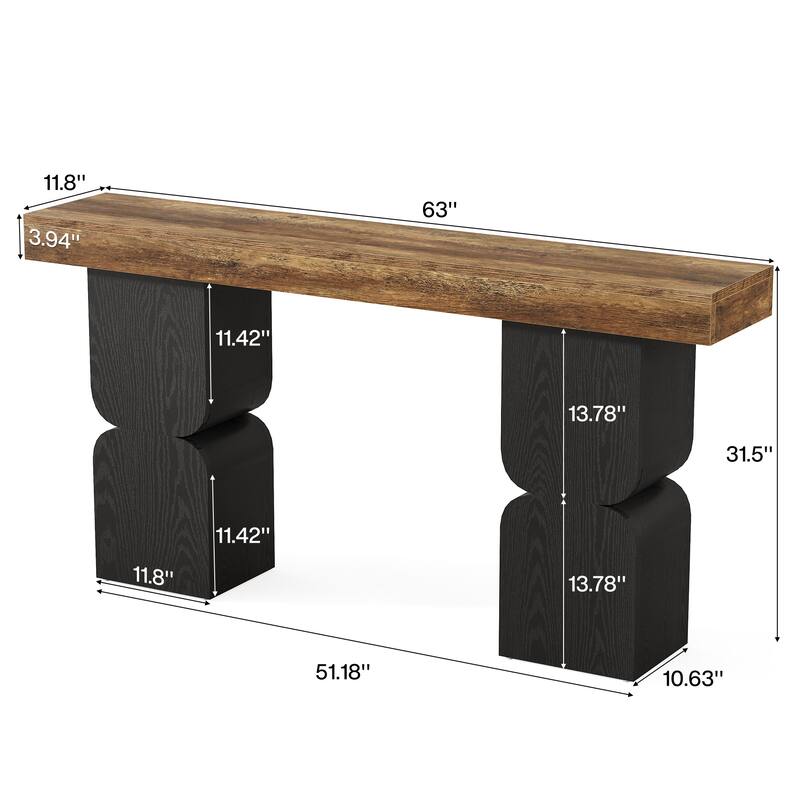 63" Wood Console Sofa Tables Behind Couch for Living Room Entryway