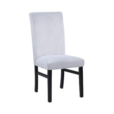 Ticy Dining Chair Set of 2, Light Gray Padded Seat, Black Wood Legs