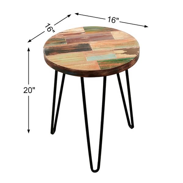 dimension image slide 1 of 3, Greenage Reclaimed Wood End Table Living Room Night Stand Use