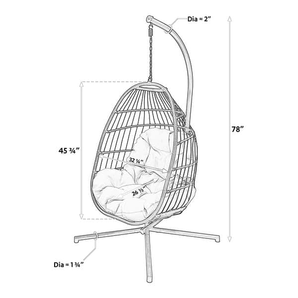 Maypex Outdoor Wicker Hanging Swing Chair with Cushion and Stand Bed