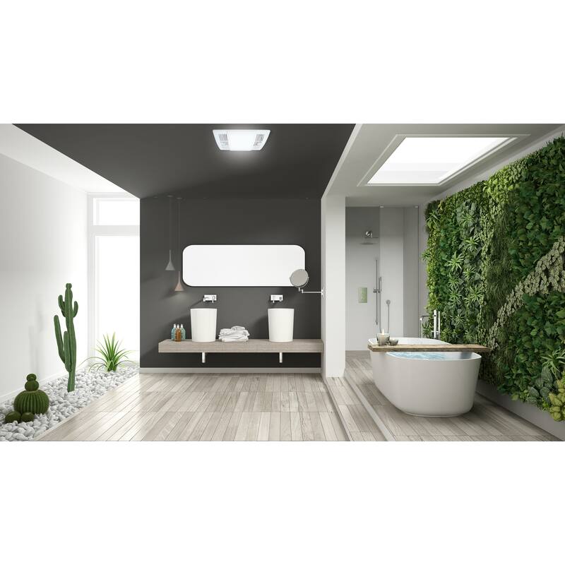 Ultra Quiet Bathroom Exhaust Fan with LED Light 90CFM 1.5 Sone Rectangule Plastic Cover White Finish