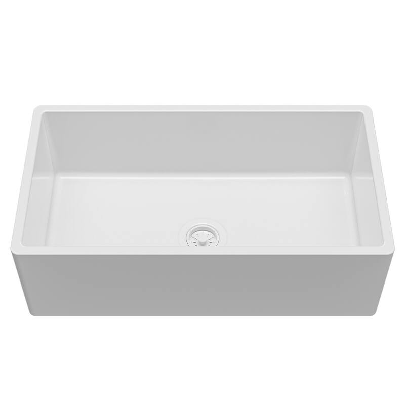 Karran FCP33SB 33" Single Bowl Panel Front Farmhouse Fireclay Kitchen Sink with Reversible Apron Front